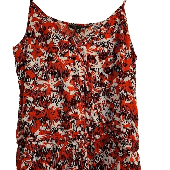 Banana Republic red white black spaghetti  strap v-neck one piece romper shorts - Picture 3 of 9